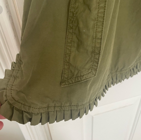 J. CREW Utility Shirt Ruffle Belted Dress - Khaki - Picture 5 of 8